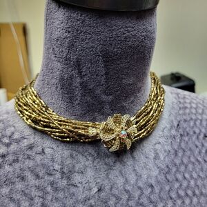 Unique Vintsge Seed Bead Choker Necklace